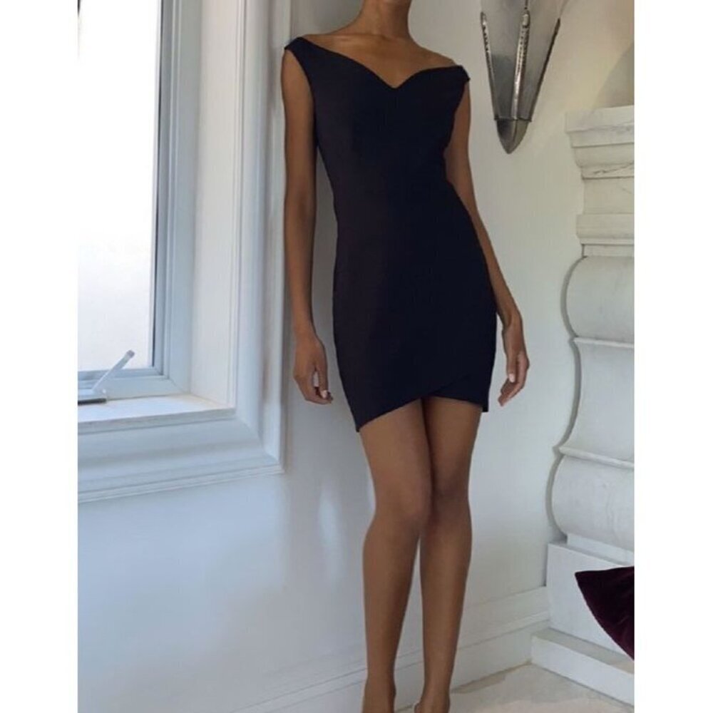 Babaton Sz 2 Dress Sleeveless ONYX Mini Off Shoulder Bodycon Classic Minimalist - Picture 4 of 13